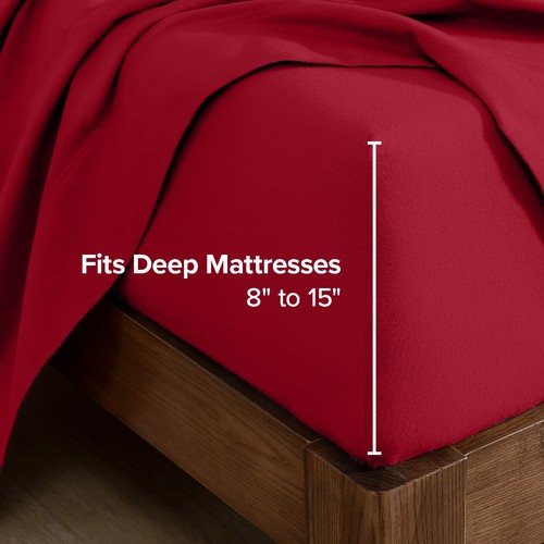 Bare Home Extra Soft Double Brushed 100% Flannel Cotton Fitted Sheet - Picture 24 of 56