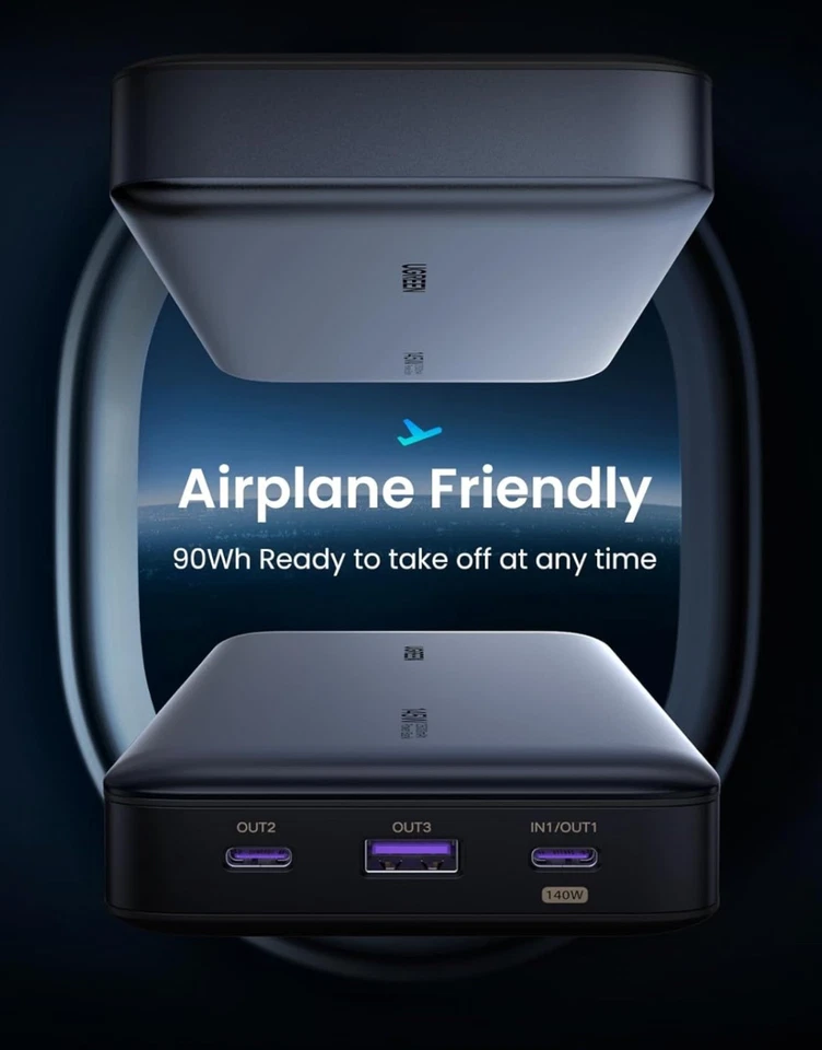 Banco de alimentación para portátil 145 W 25000 mAh, 140 W PD3.0 carga rápida, cargador portátil de 3 puertos Foto 2 de 4