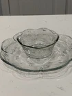 Vintage Anchor Hocking Savannah Clear Chip And Dip Bowl & Plate Set