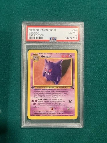 Pokémon Gengar 20/62 Fossil 1st Edition PSA 6 Rare Regular English Card