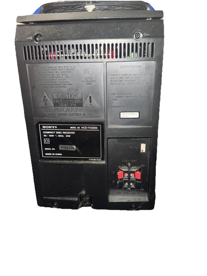 Sony CMT-FX300i Micro Hi Fi  Stereo CD iPod System With Remote And Antenna - Image 4 of 4