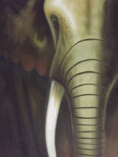 Abstract Elephant Oil Painting Canvas Contemporary Gray Black African Original