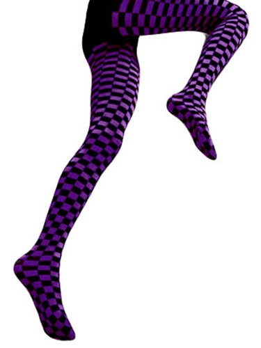 Purple Black Checkerboard Tights 