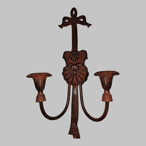 Candelabro de latón de colección soporte doble soporte querubín ángel candelabro decoración - Imagen 1 de 12