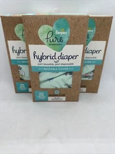 Pampers Pure Reusable Hybrid Diaper Cover Floral Flowers 0 - 30 Mo. Lot of 3