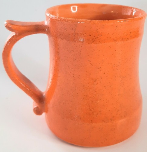 MCM Baldelli Pottery CUP MUG ORANGE 1960's Mid-Century Modern SIGNED NUMBERED