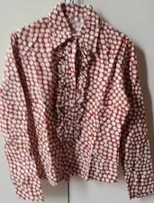 Camicia vintage optical con ruches bottoni ricoperti fatta a mano sartoriale