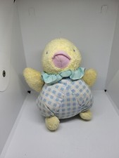 Eden Stuffed Plush Washcloth Terrycloth Duck Blue Gingham Plaid Check