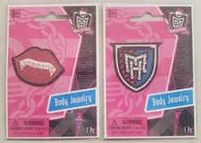 Monster High Set of 2 Body Jewelry Glitter Tattoos Fangs Logo