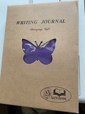 Sueroom Purple leather writing journal Amazing Gift w/ Box, pen & postcard