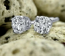 5.00 Ct Round Cut FL/D Lab Created Stud Earrings 14k White Gold 8mm Screw Back