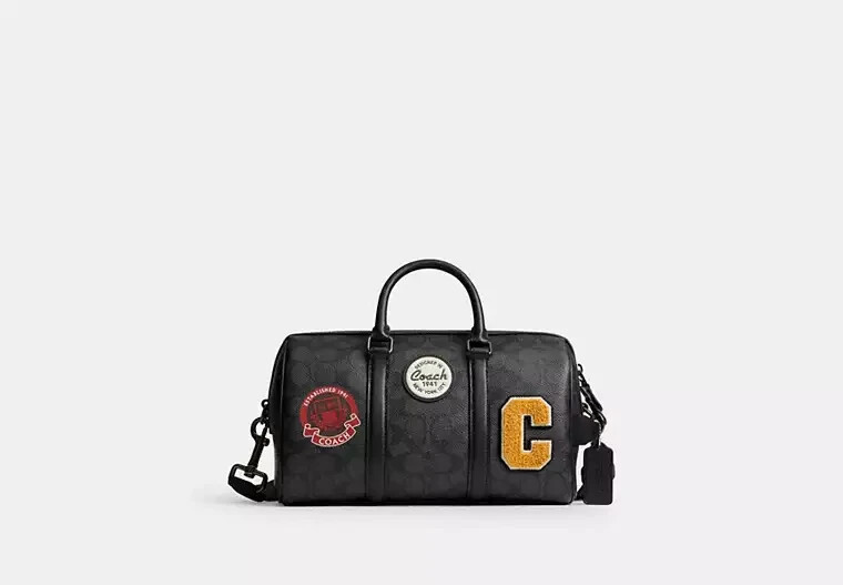 COACH Ventura Duffle Bag 27 Signature Canvas Patch Charcoal Multi Outlet NEW - Technical View