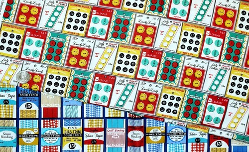 Gran's Sewing Basket Seamstress Buttons Robert Kaufman Cotton Fabric 1 1/2 YD - Picture 8 of 8