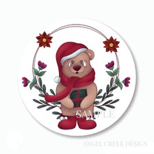 Cute Holiday Bear Labels Christmas Scrapbook Stickers Teddy Bear Envelope Seals