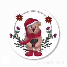 Cute Holiday Bear Labels Christmas Scrapbook Stickers Teddy Bear Envelope Seals
