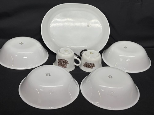 Corelle "BATIK" ~ Brown Floral Center ~ 7 Pc Serving Set: Bowls, Platter ++ - Picture 6 of 9