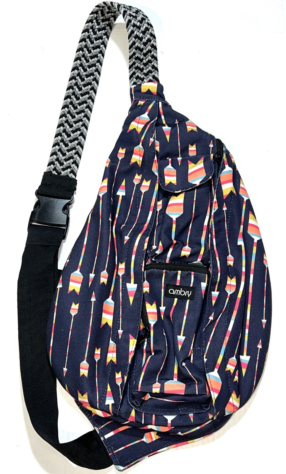 Ambry Striped Colorful Arrow Sling Crossbody Shoulder Backpack Hiking Bag Purse