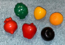 Toy Pretend Play Food Faux Onion Orange Peach Apple Artichoke Plum Plastic