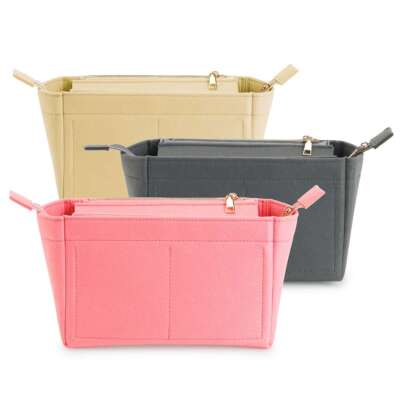Purse Organizer Insert Felt Bag Handbag Tote Organizer Shaper with Zipper New