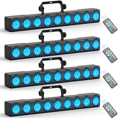 4PCS Wall Wash Light 9LED RGBW 4in1 Dyeing Lamp Disco Party Strobe Effect Light
