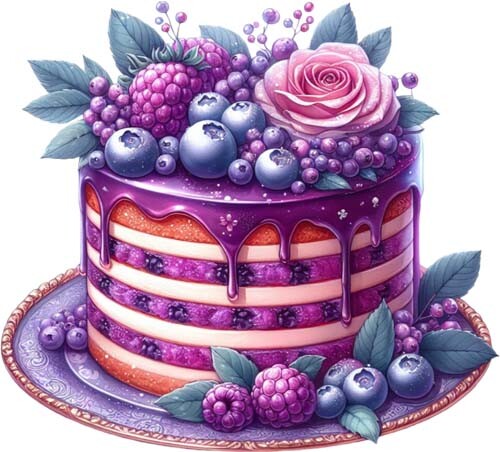 Colourful Purple Vintage Cake Wall Art Bedroom Decor Vinyl Sticker Decal 6 Sizes - Picture 1 of 7