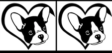Frenchie Heart Love Two Black Vinyl Decal Car Truck Window Laptop Tablet Tumbler