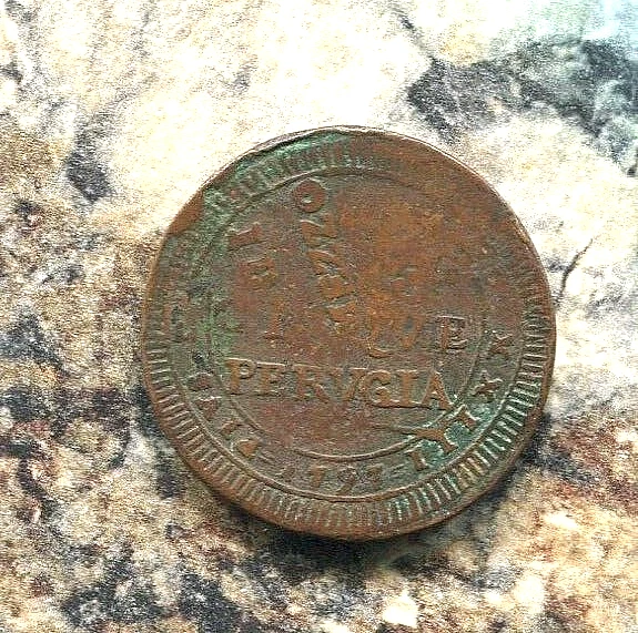 PAPAL STATES - PERUGIA - BEAUTIFUL HISTORICAL DOUBLE STRUCK 5 BAIOCCHI, 1797 - Image 3 of 4