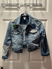 Cat  Jack Snap Front Denim Jaket Size S 6-7  W Appliques