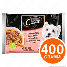 Cesar Selezione in Salsa Cibo per Cani con Pollo e Manzo - 4 Buste da 100g•