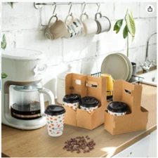 Lawei 50 Pack 2 Cup Drink Carrier with Handle, 2 or 4 Cup Carrier Disposable