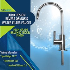 Brushed Nickel Euro Designer RO Water Faucet for Any RO Unit FREE SHIPPING