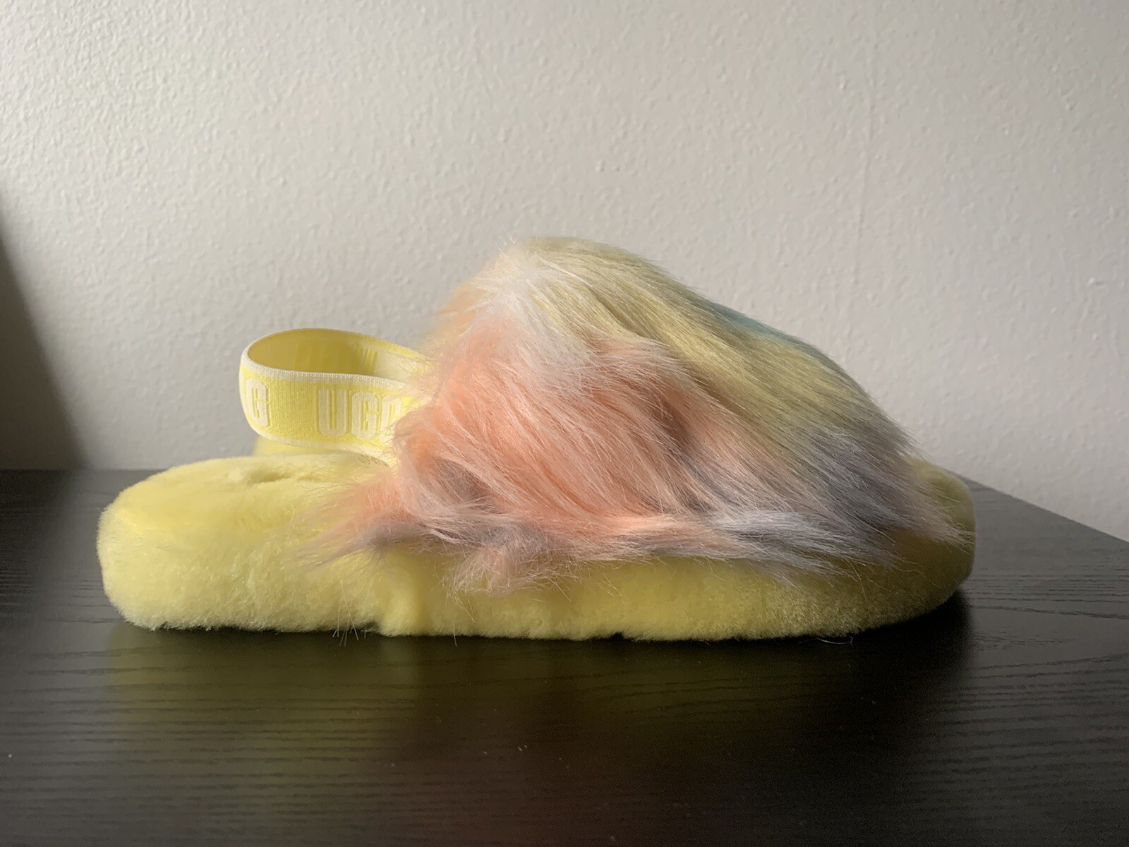 PANTOFOLA D’ORO UGG PANTOFOLA DONNA FLUFF YEAH SLIDE TIE DYE GIALLO NUOVA TAGLIA 8 # sandalo