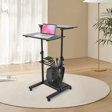 27” Mobile Standing Desk Stand Up Work Station Adjustable Desk Cart Office Table