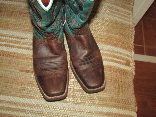Botas vaqueras Twisted X para mujer talla 9 C con volantes verde marrón punta cuadrada WRS0021 - Imagen 5 de 9