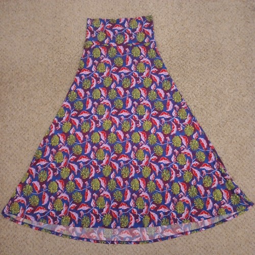 LuLaRoe Skirt XS Maxi Long Unlined Pull On Pink Blue Floral