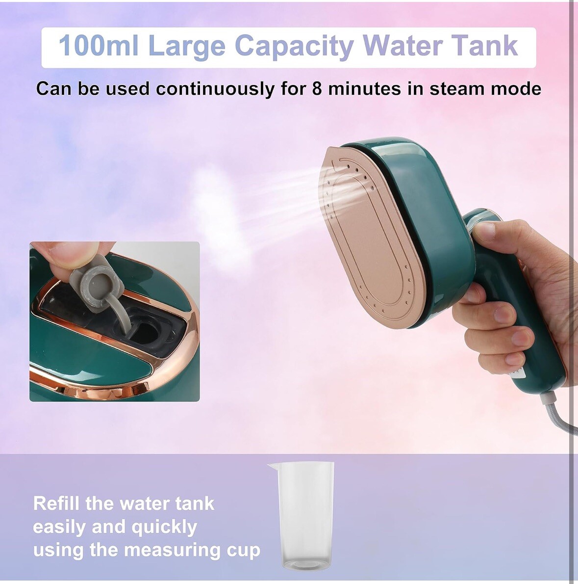 Mini Steam Iron, 1000W Foldable Handheld Travel Steamer Iron 15s Fast Heat Up