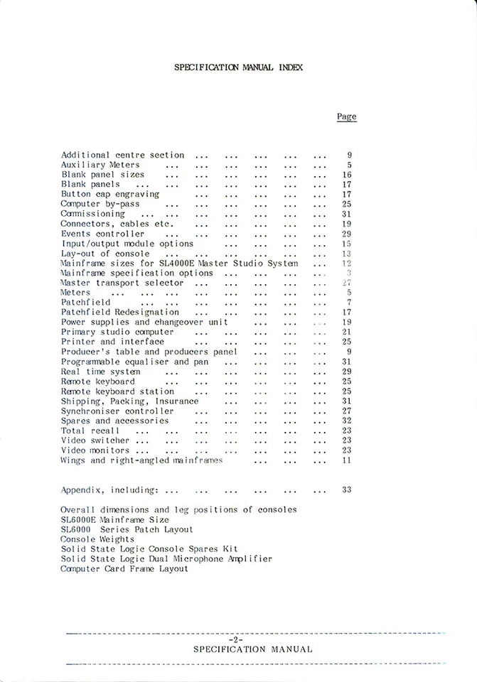 SOLID STATE LOGIC (SSL) 4000 E, 6000 E SERIES SPECIFICATION MANUAL - Image 2 of 4