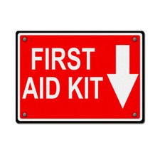 Horizontal Metal Sign Red First Aid Kit Door Weatherproof Street Signage