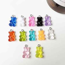 Clear Rainbow Transparent Colored Gummy Bear Charms 10mm x 17mm