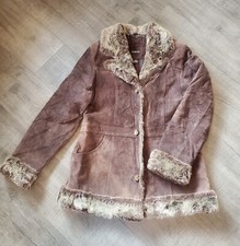 Women's Coat George 100% Genuine Leather Brown Jacket Size Large