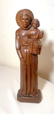 vintage hand carved wood religious Saint Joseph baby Jesus sculpture ...