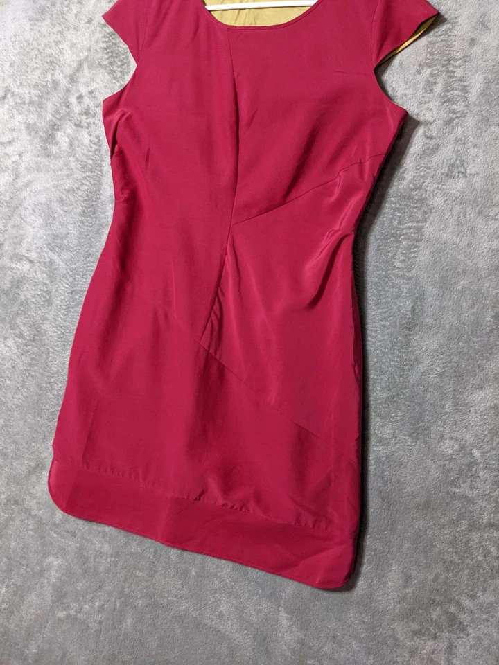 Vestido vaina de seda ANDREW MARC TALLA 8 para mujer manga gorra informal oficina rojo liso Foto 4 de 4