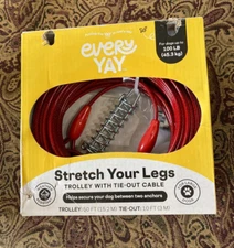 Dog Tie Out Cable Up to 100 lbs. Trolley 50ft. Tie out 10 ft. Every Yay.NIB