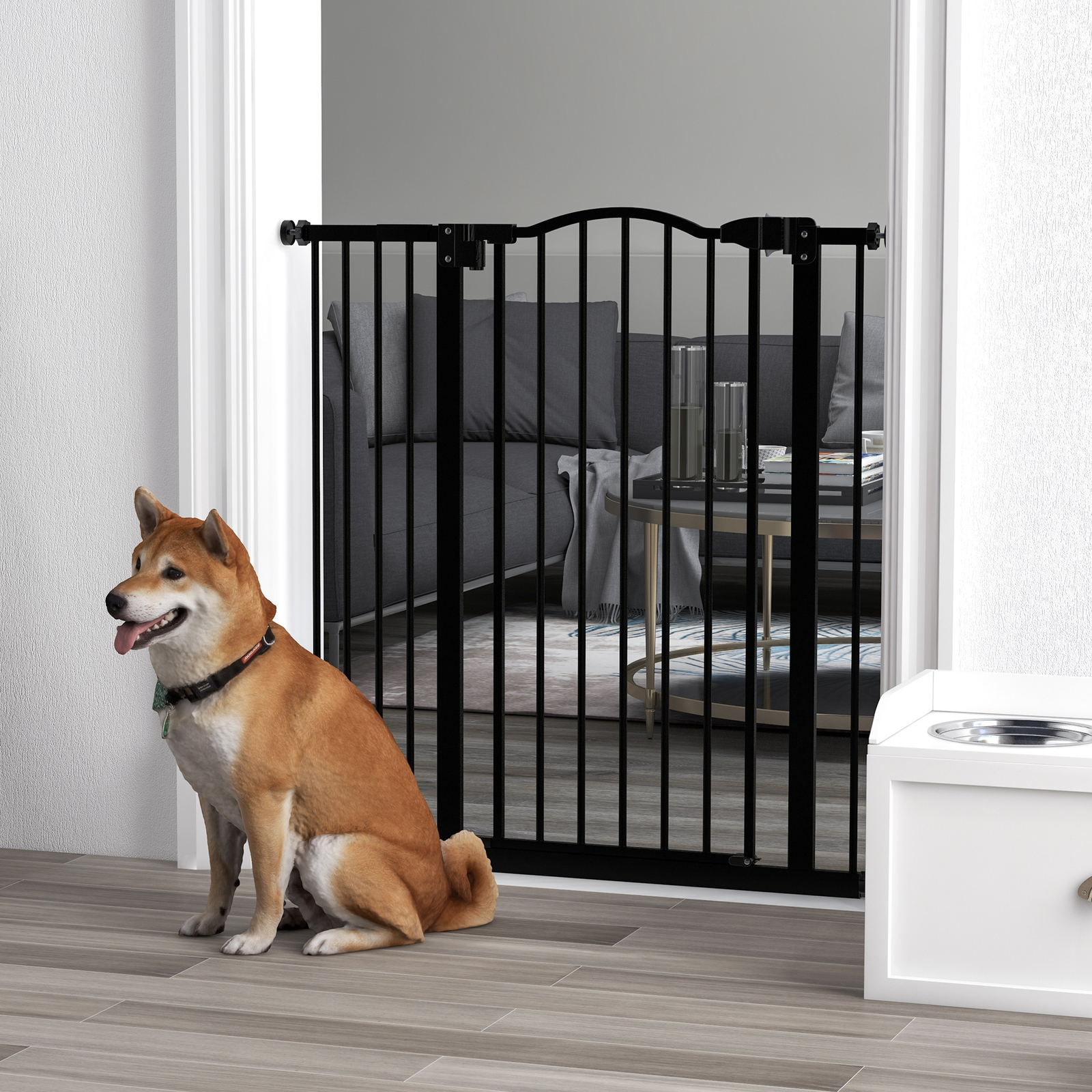 PawHut 7494cm Adjustable Metal Pet Gate Safety Barrier w/ AutoClose