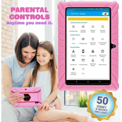 Enchanting 7''contixo kids tablet: 32GB, 50+ disney storybooks, stickers and more