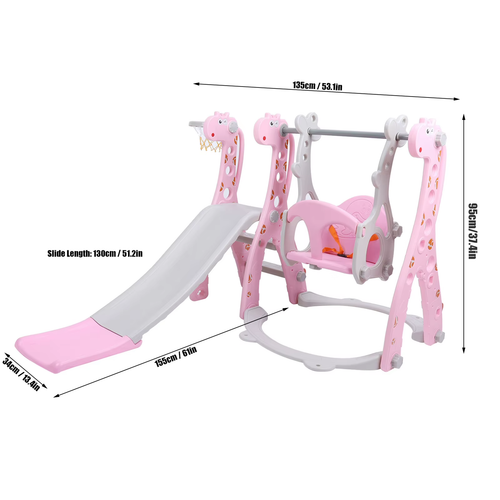 Toddler Slide Swing Set Climber w/ Basketball Hoop Indoor Outdoor Blue Fun Play - Picture 7 of 7