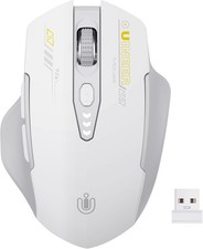 Ergonomic Wireless Mouse - Rechargeable 2.4GHz with 4 DPI Levels - Gray  White