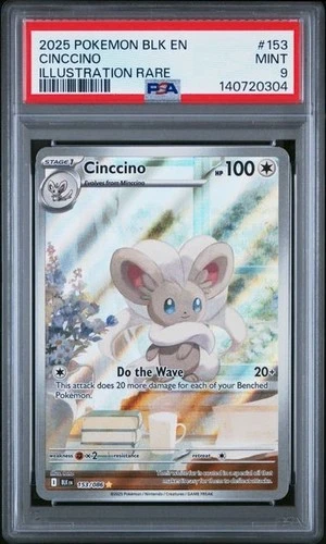 2025 Pokemon BLK EN Cinccino FULL ART ILLUSTRATION RARE 153/086 PSA 9 MINT