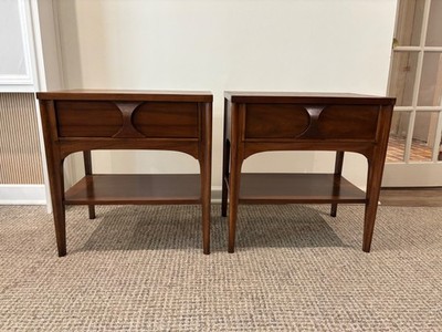 VTG Kent Coffey Perspecta Mid Century Modern Walnut Table Nightstands Rosewood