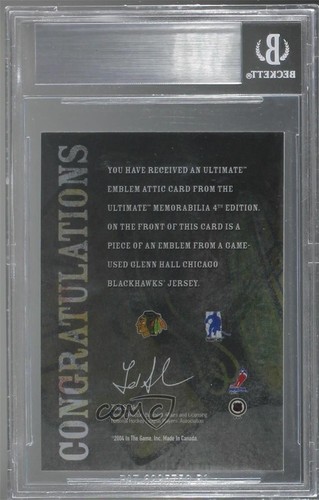 2003-04 ITG Ultimate Memorabilia 4th Edition Emblem Attic /5 Glenn Hall HOF - Picture 2 of 3